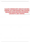 CompTIA CYBERSECURITY ANALYST &lpar;CS0-002&rpar;  VERSION 10&period;0 CYBER DEFENCE AND COUNTER  MEASURES EXAM &lpar;WESTERN GOVERNORS UNIVERSITY&rpar; 100&percnt; VERIFIED
