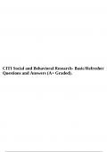 CITI Social and Behavioral Research- Basic/Refresher Questions and Answers (A+ Graded).