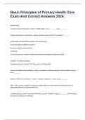 Basic Principles of Primary Health Care  Comprehensive Exam And Correct Answers 2024&period;