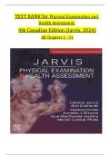 Physical Examination and Health Assessment, 4th Canadian Edition (Jarvis, 2024) TEST BANK, Verified Chapters 1 - 31, Complete Newest Version