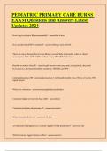 PEDIATRIC PRIMARY CARE BURNS  EXAM Questions and Answers Latest  Updates 2024
