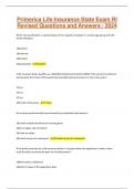 Primerica Life Insurance State Exam RI Revised Questions and Answers &sol; 2024