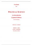 Test Bank  For Political Science An Introduction (Updated Edition) 14th Edition By Michael Roskin, Robert Cord, James Medeiros, Walter Jones (All Chapters, 100% Original Verified, A+ Grade)