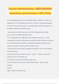 Insulin Administration QMA INDIANA Questions and Answers 100% Pass