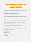 RELG 2650 Exam Questions and Answers 100&percnt; Pass