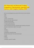 GIA Diamonds and Diamond Grading: Assignment 4 Questionnaire Questions and Answers with Complete Solutions 2024