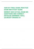   NUR 631 FINAL EXAM, PRACTICE   EXAM AND STUDY GUIDE     NEWEST 2023 ACTUAL EXAM 400   QUESTIONS AND CORRECT     DETAILED ANSWERS (100%) |ALREADY GRADED A+    