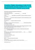 Frontier Flight Attendant FAR EXAM QUESTIONS WITH COMPLETE 100&percnt; VERIFIED SOLUTIONS 2024&sol;2025