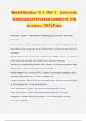 Social Studies 10-1: Unit 3 - Economic Globalization Practice Questions and Answers 100% Pass