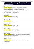 Abnormal Psychology Final Questions And Answers 
