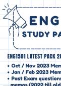 ENG1501 -- All you need latest Study / Exam Pack 2024. Includes Latest exam questions & Memos (Best Pack for this module)