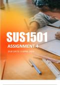 SUS1501 Assignment  4 Due 5 April 2024