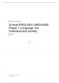 AQA  A-level ENGLISH LANGUAGE Paper 1 Language, the individual and society  QUESTION PAPER FOR JUNE 2023  