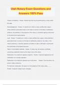 Utah Notary Exam Questions and Answers 100&percnt; Pass