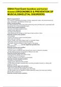 OSHA Final Exam Questions and Correct Answers|ERGONOMICS & PREVENTION OF MUSCULOSKELETAL DISORDERS.