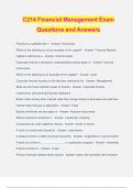 C214 Financial Management Exam Questions and Answers