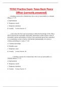 TCOLE Practice Exam&colon; Texas Basic Peace  Officer &lpar;correctly answered&rpar;