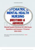 Mental Health Proctored ATI 2022 Exam Questions and Answers/ 75 terms/ 2024-2025.