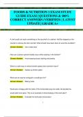 FOODS & NUTRITION 1 EXAM STUDY  GUIDE EXAM &vert; QUESTIONS & 100&percnt;  CORRECT ANSWERS &lpar;VERIFIED&rpar; &vert; LATEST  UPDATE &vert; GRADEA&plus;
