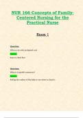NUR166 / NUR 166 Exam 1 (Latest 2024 / 2025): Concepts of Family-Centered Nursing for the Practical Nurse | Questions and Verified Answers | 100% Correct - Hondros