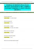 FOODS & NUTRITION FINAL EXAM  REVIEW &vert; QUESTIONS & 100&percnt; CORRECT  ANSWERS &lpar;VERIFIED&rpar; &vert; LATEST UPDATE &vert;  GRADEA&plus; 