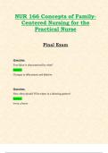 NUR166 / NUR 166 Final Exam (Latest 2024 / 2025): Concepts of Family-Centered Nursing for the Practical Nurse | Questions and Verified Answers | Already Graded A - Hondros