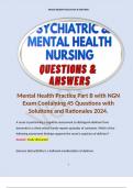 Mental Health Practice Part B with NGN Exam Containing 45 Questions with Solutions and Rationales 2024.