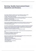 Nursing- Quality Improvement Exam Questions and Answers.