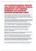 ATI CAPSTONE MENTAL HEALTH 2024 UPDATE COMPLETE ACTUAL QUESTIONS AND VERIFIED ANSWERS 100&percnt; RATED BY EXPERTS HIGHSCORE PASS&excl;&excl;&excl;