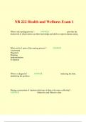 NR 222 Health and Wellness Exam 1