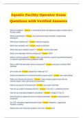 Aquatic Facility Operator Exam Questions with Verified Answers 