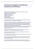 Criminal Investigation Test Review Questions and Answers