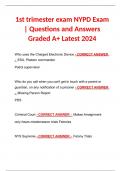 1st trimester exam NYPD Exam &vert; Questions and Answers Graded A&plus; Latest 2024