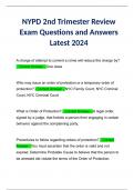 NYPD 2nd Trimester Review Exam Questions and Answers Latest 2024
