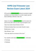 NYPD 2nd Trimester Law Review Exam Latest 2024 | Study Questions and Correct Answers Rated A+ 