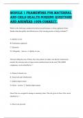 Module 1 Framework for Maternal and Child Health Nursing questions and answers 100% correct.