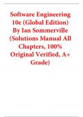 Solutions Manual for Software Engineering 10th Edition (Global Edition) By Ian Sommerville (All Chapters, 100% Original Verified, A+ Grade)
