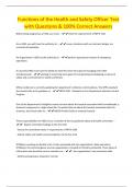 Functions of the Health and Safety Officer Test with Questions & 100&percnt; Correct Answers