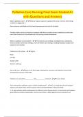Palliative Care Nursing Final Exam Graded A&plus; with Questions and Answers