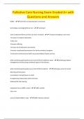 Palliative Care Nursing Exam Graded A&plus; with Questions and Answers