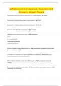 palliative care nursing exam Questions and Answers&vert; Already Passed