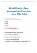 ACAMS Practice Exam Correctly Answered and Graded A+ Latest 2024 Guide