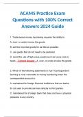 ACAMS Practice Exam Questions with 100% Correct Answers 2024 Guide