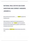 NATIONAL REAL ESTATE 2024 EXAM  QUESTIONS AND CORRECT ANSWERS  ,GRADED A+