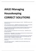 AHLEI Managing  Housekeeping CORRECT SOLUTIONS