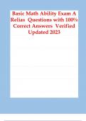 Basic Math Ability Exam A Relias Questions with 100 Basic Math Ability Exam A Relias 