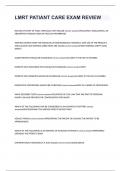 LMRT PATIANT CARE EXAM REVIEW WITH 100&percnt; CORRECT ANSWERS
