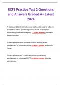 BUNDLE for RCFE Test Practice Questions and Answers Graded and Rated A+ Latest 2024