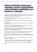 NEW PA NOTARY EXAM 2024 CORRECT ACTUAL QUESTIONS AND VERIFIED ANSWERS 100&percnt; RATED A&plus; GRADED