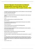 Vermont Adjuster's Examination for Workers Compensation Insurance Series 14-34, 152 Questions and Answers, With Complete Solution. 2024.